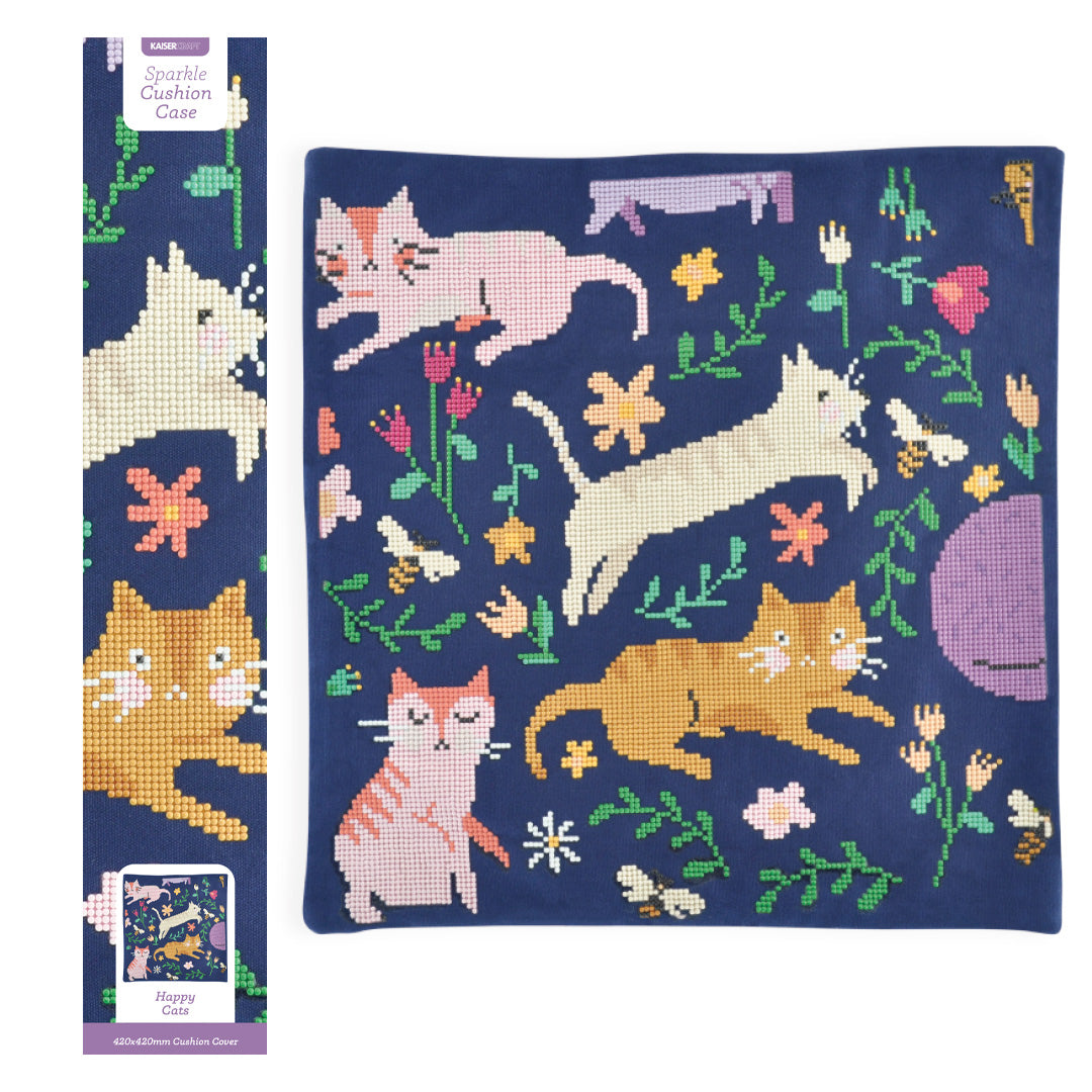 Sparkle Cushion Case - Happy Cats